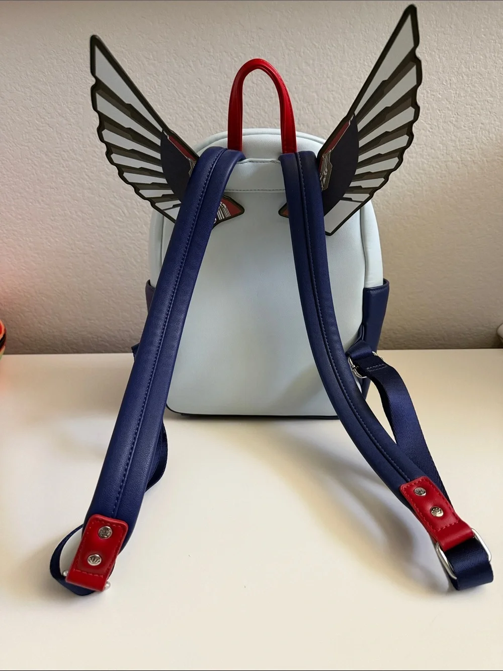 Loungefly Kids Red, White & Blue Falcon and Winter Soldier Shield Mini Backpack
